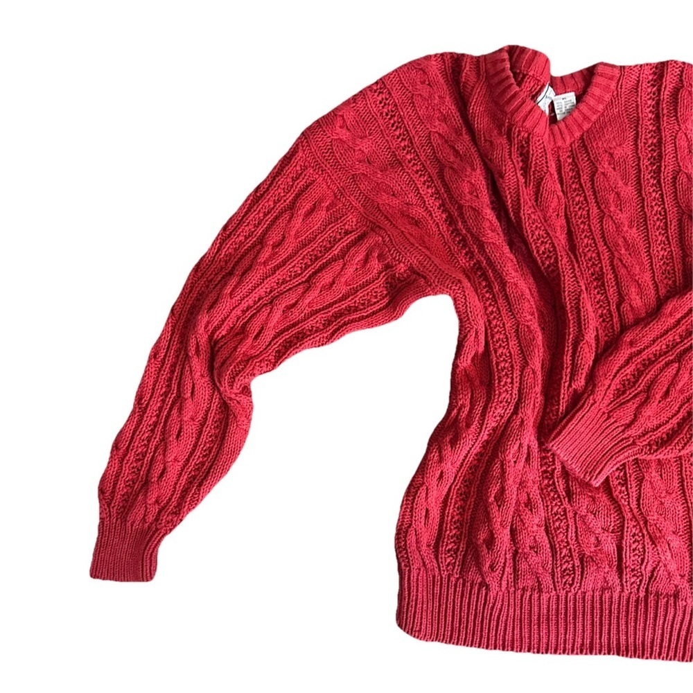 American Eagle Outfitters Vintage rare Sweater Red Cable Knit Pullover - Picture 3 of 8
